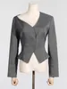 Abiti da donna kbq solido patchwork blazer a petto nascosto per donne maniche lunghe diagonali.