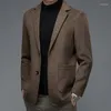 Mäns kostymer män smarta casual blazers svart grå khaki får ulldräkt jackor manlig elegant ullrock idealisk för företag och slitage