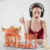 3D Bulmacalar Parçalı Model Yapı Kitleri Kırmızı Crabapple Tiyatrosu 3D Puzzle Metal Montaj Model Kitleri Jigsaw Diy oyuncak Beyin Teaser Y240415