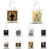 mystical Pharaoh Cat God Bastet Canvas Bag Casual Large Hand Bags for Women Ladies Shop Handbag Print Large Capacity Bag 99lQ#