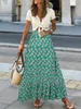 Rokken dames Boheemse bloemen maxi elastische hoge taille a-line rok ruches zoom strand lang