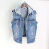 Giubbotti da donna in denim primaverile giubbotto autunno donna con cappuccio con cappuccio Lady Vaquero Chaleco Boy-Boy Gilet