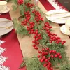 Fleurs décoratives 10 / 1pcs Branches de baies rouges artificielles 12 Head Gold Silver Berries Ornement d'arbre de Noël Ornement DIY GARLAND ANNÉE HOME