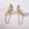 Rücken Ohrringe Goth Butterfly Clip Schmuck koreanische glänzende ohne stierende Ohrkristall Zirkon Flügel Manschette Party