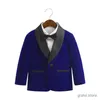 Suits Boys Purple Velvet Blazer Jacket Pants Bowtie Photograph Suit Kids 1Year Birthday Dress Children Wedding Performance Evening Set