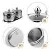 Set sets 1 set glazen deksel Spice Jar lege houder metalen kruiderijpot kruidencontainer