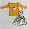 Set di abbigliamento all'ingrosso Halloween bambine vestiti abiti autunno ricamato a leopardo leopard