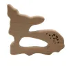 Nouveau bébé en bois de bébé Teether Deer Shape Natrual Baby Baby Teether Toys Wooden Doying Accessoires Baby Shower Gifts LL