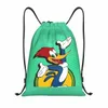 Vintage Anime Woody Woodpecker DrawString ryggsäck Kvinnor Men Gym Sport Sackpack fällbar butikspåse säck K4GI#