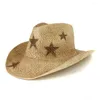 Berets Cowboy Hat Women's Straw Spray Paint Men's Western Outdoor Beach Sun Protection