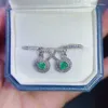 Stud Earrings -designed Emerald Top Quality 925 Sterling Silver Women's Natural And Real