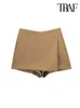 Traf Women Fashion Pareo Style Asymétrique Shorts jupes vintage High Side Zipper Femme Skort Mujer 240409