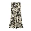 Skirts Vintage Animal Print Satin Midi Skirt Women Sexy Low Waist A-line Spring Summer