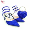 Dress Shoes Summer Special Design Slingback Pumps Match Hand Bag In Red Color Think Heels African High Quality For Wedding