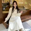 Casual Dresses Women's Clothing Autumn French Style Suit Collar Design Sweet and Salt Mid-Längd kjol Corduroy Dress