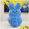 Party Favor 25 cm 15cm Peeps P Bunny Rabbit Peep Easter Toys Simation fylld Animal Doll för barn barn mjuka kudde gåvor gir drop otm5i