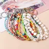 Keychains Colorful Handmade Bead Bracelet Keychain Wristlet Key Ring Pendants For Women Girls Handbag Decor DIY Jewelry Accessories