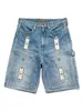 KAPITAL Non Hirata Hohiro Cotton Beading Denim Mens Shorts Loose Relaxed Short Pants Women Casual Jean 240412