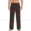 Vêtements de sommeil pour hommes pantalons de sommeil lâches pyjamas coccinelles rouges avec des gouttes d'eau longs bottons de salon