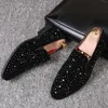 Black Spikes Brand Mens Loafers Luxury Shoes Denim And Metal Sequins High Quality Casual Men Shoes 240407