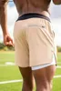 Shorts maschile maschile 2 in 1 cortometraggi di fitness Army Green Workout Shorts Shorts Essiccamento rapido Sport Shorts Shorts Topche di allenamento Shorts Q240416