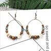 Dangle Earrings Amaiyllis Bohemia Wood Stone Beads Statement Pendant for Women Ethnic Wire Big Circle Round Drop