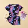 18 jaar Baby Little Girls Tie kleurstofkleding Zomer T -shirt en shorts Set met zijzakken Kinderkleding Outfits voor Toddler 240327