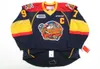 Nähte benutzerdefinierte Connor McDavid Erie Otters Navy CCM Hockey Trikot Fügen Sie eine Namensnummer hinzu.