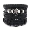 Linkarmbanden lederen armband voor mannen retro multi-layer gevlochten touw pentagram anker hand sieraden