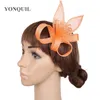 Beretten schattige meisjes lus cap vrouwelijke bruiloft hoofddeksels fascinators vrouwen elegante zomer oranje hoeden race cocktailhoofdtooi myq014