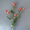 Dekorativa blommor 1 st 3 gafflar gyllene silkefrukt artificiell blomma diy hem blommor arrangemang ornament bröllop fest landskapsarkitektur