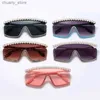 Gafas de sol Moda Gafas de sol de gran tamaño Decoración de perlas Diseñador de marcas de lujo Sun Glasses Bling Drinestone Shades Vintage Oculos Y240416