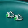 Dangle Earrings Original Full Diamond Chalcedony Heart-shaped Retro Light Luxury Charm Ladies Brand Silver Jewelry