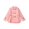 Vestes 2024 GirlPrenss Jacket Couleur Couleur Spring Automne Automne Girls Mémelles Trench Trench Baby Double-Breasted Extérieur