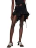تنانير النساء غير المنتظمة الصلبة السوداء البيج الرباط ربط روكيد روكدز تنورة صغيرة للنساء الصيف الأزياء التنانير القصيرة 240416