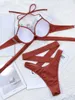 Women's Swimwear Sexy Underwired Bra Cup Halter Bikini Women Female Swimsuit Two-pieces Set Bather Bathing Suit Swim Lady K3646