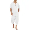 Traccetti da uomo Summer Cotton Linen Shirt Pants Sets Casual Outdoor 2 pezzi Abita