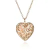 Pendant Necklaces Hollow Heart Shape Necklace Openable Locket Women Jewelry Gift