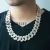 Custom Cuban Chain 26mm Width 4 Rows Moissanite Flower Setting Hip Hop Ice Out Link Necklace