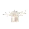 Coiffes Rigiane perle en céramique fleur cheveux peigne femme metal Barrette avec pour princesse fête des accessoires