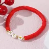 Link Bracelets Shinus Surfer Custom Gifts KC Peach Heart Stack Heishi Clay Beaded For Women 2024 Stretch Design Jewelry