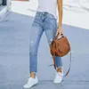 Jeans pour femmes femmes effilochés pantalon denim à la cheville