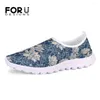 Sapatos casuais forudesigns moda moda floral tênis feminino florus impressão de lótus ladrias diariamente preguiçosa para adolescentes meninas 2024