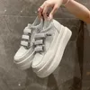 Casual Shoes 7.5 cm luftnät Kvinnor bling läder andningsbara plattform sneakers chunky klackar sommar mode ihåliga bekväma vulkanisera