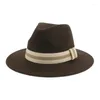 Boinas sombreros para mujeres hombres Fedoras Band sólida Panamá Top Hist Winter Wedding Wedding Jazz Cap Pamelas y Tocados para Bodas