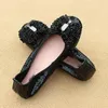 Casual Shoes Large Size Soft Bottom Work Women's Rhinestone Bow Single Low Heel Cowhide Leather Dance