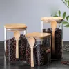 Storage Bottles Glass Jar With Bamboo Lid & Spoon Food Kitchen Orgainzation