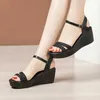 Slippers High quality summer wedding sandals suitable for women 6cm midsole new size 2024 32 33 42 43 platform open toe elegant shoes white black J240416