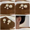 Stud Earrings Classic Double Side Simated Crystal Pearl For Women Gift Luxury Designerjewelry Drop Delivery Jewelry Otjvc Dhonx