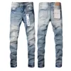 2024 Purple Jeans Men Designer haftowanie haftowe Zerwane dla marki trendowej Vintage Pant Casual Solid Classic Diand dżins dla męskich motocyklowych spodni Mens Rock Revival